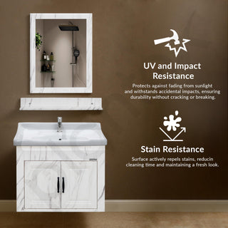 Plantex Unbrekable Bathroom Vanity Cabinet & Washbasin Set/Washbasin with Cabinet/Basin Cabinet for Bathroom with Mirror (White)
