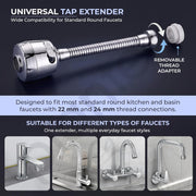 Plantex Water Saving Kitchen Tap Extender/2 Mode ABS Flexible Tap Extension With Aerator/360° Neck Rotation -(Chrome, APS-N-3)