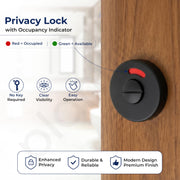 Plantex Bathroom Indicator Lock/Stainless Steel Indicator Deadbolt for Home/Toilet Partition Door Lock/Round Indicator Bolt Bathroom - Pack of 1 (Black)