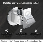 Plantex Pure Brass PRI-305 Angle valve with Teflon tape and Brass Wall Flange for Bathroom/Wash Basin/Washing Machine- [Mirror Chrome]