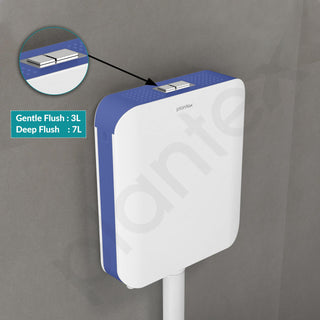 Plantex Commode Flush Tank for Toilet with 7 LTR Water Capacity/Dual Tone and Slim Polypropylene Flush Tank with Internal Accessories - Pack of 1 (Blue & White)