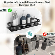 Plantex 304 Stainless Steel Bathroom Shelf/Wall Mounted Shelf for Bathroom/Kitchen Wall Shelf/Washroom Accessories Set- Pack of 2 (15X5 Inches-Black Finish)