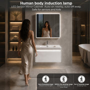 Plantex Wall Mount Vanity Cabinet with Washbasin and Mirror/Rectangular Basin with Cabinet for Bathroom - (Gizmo - 800, White)