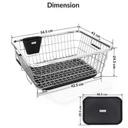 Plantex Stainless Steel Dish Drainer Basket for Kitchen Utensils/Dish Drying Rack with Drainer/Bartan Basket/Plate Stand (Size-54 x 40 x 24 cm/Chrome Finish)