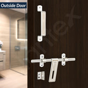 Plantex Stainless Steel Door Kit for Bathroom Door/Door Hardware/Doors Accessories/10 inch Al-Drop/8 inch Latch/8 inch 2 Handles/3 Piece Hinges - Pack of 1 (APS-1320, Chrome)