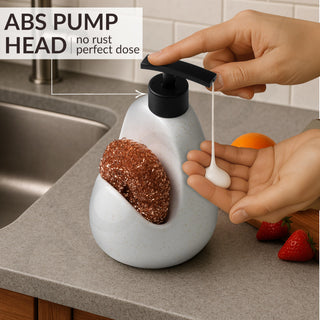 Plantex Ceramic Soap Dispenser with Scruber/Liquid Soap Dispenser/Sink Dish Washing Soap Dispenser Set/Soap Dispenser for Wash Basin Ceramic - Bathroom Accessories