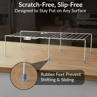 Plantex Stainless Steel Multipurpose Expandable Dish Rack/Expandable Storage Shelves for Kitchen Cabinets/Plate Stand/Utensil Rack(Chrome-Silver)