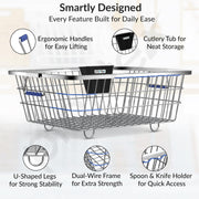 Plantex Heavy-Duty Stainless-Steel Dish Drainer Basket for Kitchen Utensils/Dish Drying Rack/Plate Stand/Bartan Basket (Medium Size-54x42x20cm)