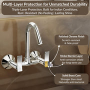 Plantex Mixer Tap for Kitchen Sink with 360Â° Swivel Spout/Sink Mixer Tap Hot and Cold with Teflon Tape & Wall Flange/Bathroom Accessories - (Star, Chrome)