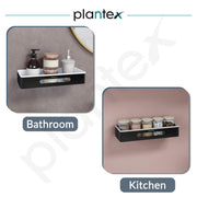 Plantex Stainless Steel & ABS Bathroom Shelf for Wall/Kitchen Shelf and Rack/Bathroom Accessories - (Black, 14X5 Inches)