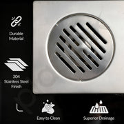 Plantex 304 Grade Stainless Steel Bathroom Drain Cover/Floor Drain Jali for Bathroom/Drainage Cover (6x6 inches) - (AXIO, Chrome)