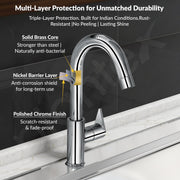 Plantex PAC-1812 Kitchen Sink Tap with Water Efficient Tap Aerator/Wall Mount Sink Tap for Kitchen Basin with 360Ãƒâ€šÃ‚Â° Swivel Spout (Chrome)