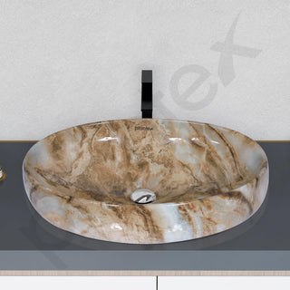 Plantex Ceramic Basin for Bathroom/Table Top Ceramic Basin/Washbasin for Bathroom - (CRETA-NS-238-Marble Finish, 23 x 15 x 5.5 Inch)