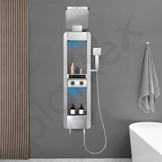Plantex Shower Panel for Bathroom with Hand Shower/Body Massage Jets/Showerhead/304 Grade Stainless Steel Showers System with Hot & Cold Mixer (KM-8103-Chrome)