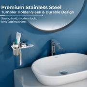 Plantex 304 Grade Stainless Steel Tumbler Holder for Bathroom/Toothbrush Holder Wall Mount/Bathroom ToothBrush Holder/Bathroom Accessories - Pack of 1 (Regent, Chrome)