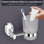 Plantex Tumbler Holder for Bathroom/304 Grade Stainless Steel Toothbrush Stand/Bathroom Accessories - Oreva (Chrome)
