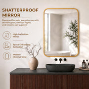 Plantex Aluminium Frame Mirror for Wall/Rectangle Wall Mount Mirror for Bedroom/Dressing Room/Living Room/Entryway - (18x24 Inch-Gold)