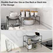 Plantex GI Metal 2-Tier Shelf Organizer for Kitchen Storage/Foldable and Detachable Kitchen Shelf Organiser/Rack Organiser for Storage