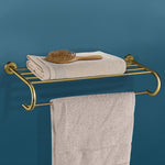 Plantex 304 Grade Stainless Steel Bathroom Accessories Set of 3 - Towel Stand/Napking Hanger/Dual Soap Holder for Bathroom - Daizy (Brass Antique)
