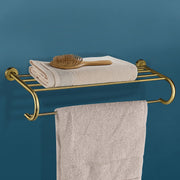 Plantex 304 Grade Stainless Steel Bathroom Accessories Set of 3 - Towel Stand/Napking Hanger/Dual Soap Holder for Bathroom - Daizy (Brass Antique)
