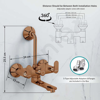Plantex Pure Brass Wall Mixer for Bathroom 2 In1 with L-Bend Provison for Overhead Shower/Mixer Tap for Bathroom with Water Saving Aerator -7 Year Warranty by Plantex (Orn-218- Rose Gold)