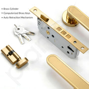 Plantex Door Lock Set with Keys/Mortise Door Lock for Home/Office/Hotel - Pack of 1 (OHMH-21, Brass Antique & PVD Gold)