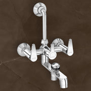 Plantex Wall Mixer for Bathroom 3 in 1 with Water Saving Aerator/Mixer Tap for Bathroom With L-Bend Provision for Overhead Shower and Hand Shower-7 Year Warranty- (LEA-719-Chrome)