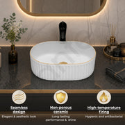 Plantex Table Top Wash Basin For Bathroom/Designer Ceramic Basin/Countertop Vessel Sink Basin - Indo-European Collection (White - 20x13x6 inches)