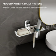 Plantex Dream Stainless Steel 2 in1 Soap Dish with Tumbler Holder/Soap Holder/Bathroom Accessories - Chrome