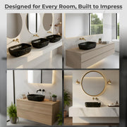 Plantex Ceramic Black Wash Basin for Bathroom/Hand Wash Sink/Countertop Basin/Tabletop Washbasin For Living Room (18x13x5 Inch - Marble Finish)