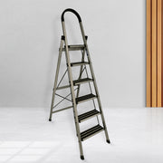 Plantex Ladder for Home-Foldable Aluminium 6 Step Ladder-Wide Anti Skid Steps/Strong Wide Steps Ladder (Anodize Coated-Gold)