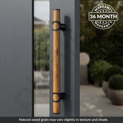 Plantex 12 Inch Main Door Handle/Stainless Steel & Wooden Door Handle/Pull-Push Handle for Door/Office & Hotel - Pack of 1 (DTMD-428, Black & Wood)