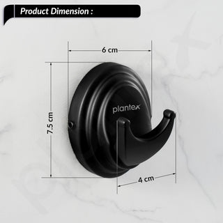 Plantex 304 Grade Stainless Steel Robe Hook/Cloth Hanger for Wall/Robe Hooks for Bathroom/Bathroom Accessories - Black (Cubic)