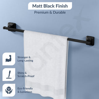 Plantex 304 Grade Stainless Steel 24 inch Towel Hanger for Bathroom/Single Towel Rod/Towel Bar/Bathroom Accessories - Squaro (Black)