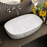 Plantex Ceramic Wash Basin for Bathroom/Table Top Ceramic Basin/Washbasin for Bathroom (White - 24 x 15 x 5.5 Inch)