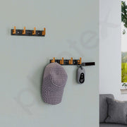 Plantex Aluminum Hook Rail with L-Shape Hook For Clothes Hanging/Hook Rail Bar for Clothes/Towel/Keys (4 Hooks/Black & Gold)-Pack of 2