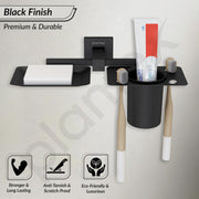 Plantex Soap Dish with Tumbler Holder/Soap Stand/Stainless Steel Soap Case with Toothbrush Holder/Bathroom Accessories - Aqua (Black)