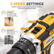 Plantex 21V Cordless Drill Machine for Home/10mm Chuck Electric Screwdriver & Power Drill Kit with 2 Lithium-Ion Batteries, Charger, Accessories & Storage Case (ML-D005, Yellow)