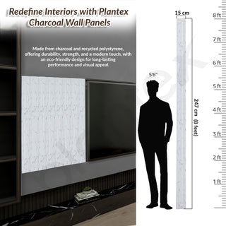 Plantex Wall Panels/Louvers Panel for Wall 8 Feet/Charcoal Panel for Interior Wall Décor/3D Wall Panel - Pack of 3 Covers - 12 Sq. Ft, Size-5 Inch x 8 Feet (White Marble)