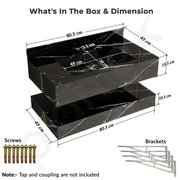Plantex Floating Vanity/Slab Tile Vanity with Washbasin for Bathroom/Wall Mount Cabinet with Sink - (Dustin Black - 80 X 45 cm)