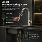 Plantex 304 Stainless Steel Pull-Down Kitchen Sink Tap/Sink Tap for Kitchen Basin with 360⁰ Swivel Spout/Kitchen Sink Faucet - (1062, Matt)