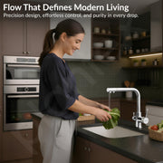 Plantex Kitchen Sink Faucet/Kitchen Tap Handle Brass and Body is 304 Grade Stainless Steel/Double Handle Kitchen Mixer Tap Hot and Cold/360Â° Swivel Spout Sink Taps - (7908, Chrome)
