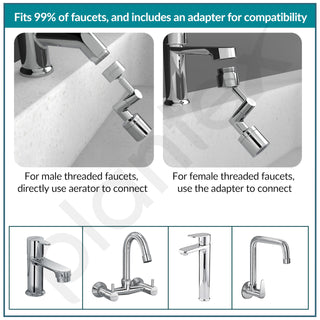 Plantex Tap Extender for Kitchen Sink/Tap Aerator for Kitchen/Sink Tap Extension for Kitchen/Water Saving Movable Sink Faucet/Fits F22 and M24 mm tap (XL-2042/Chrome)