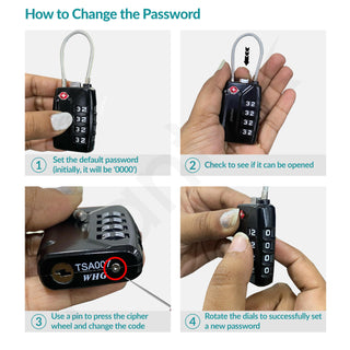 Plantex 4-Digit Combination Padlock/TSA Metal Lock with String Shackle/Number Lock for Luggage/Travel Bag/Suitcase/Backpack/Lockers - Pack of 1 (Black)