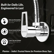Plantex Pure Brass Angular Stop Cock/Stop Cock for Bathroom/Angular Valve for Wash Basin Connection with Brass Wall Flange & Teflon Tape - Pack of 1 (3205, Chrome)