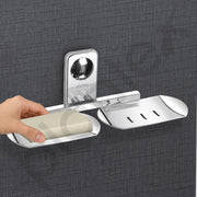 Plantex Double Soap Dish/Stainless Steel Soap Holder/Stand/Case/Soap Storage for Bathroom/Bathroom Accessories - Pack of 1 (Chrome)