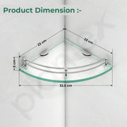 Plantex Glass Corner Shelf for Bathroom Wall/Bathroom Glass Shelf/Bathroom Corner Shelf/Corner Shelf for Kitchen (Transparent-9x9 Inches-Pack of 1)