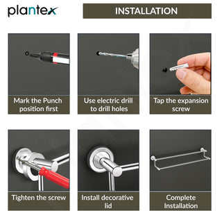 Plantex Stainless Steel Dual Towel Rod for Bathroom/Towel Hanger for Wash Basin/Towel Holder/Bathroom Accessories - 24 Inch (Pack of 2)