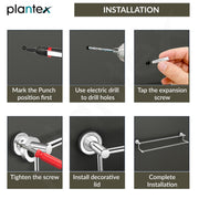 Plantex Stainless Steel Dual Towel Rod/Towel Holder for Bathroom/Towel Bar/Hanger/Stand/Bathroom Accessories (24 Inch - Chrome Finish) - Pack of 4