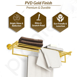 Plantex 304 Grade Stainless Steel 24-inch Towel Rack for Bathroom/Towel Stand/Cloth Hanger for Bathroom/Towel Bar/Bathroom Accessories - Oreo (Gold)